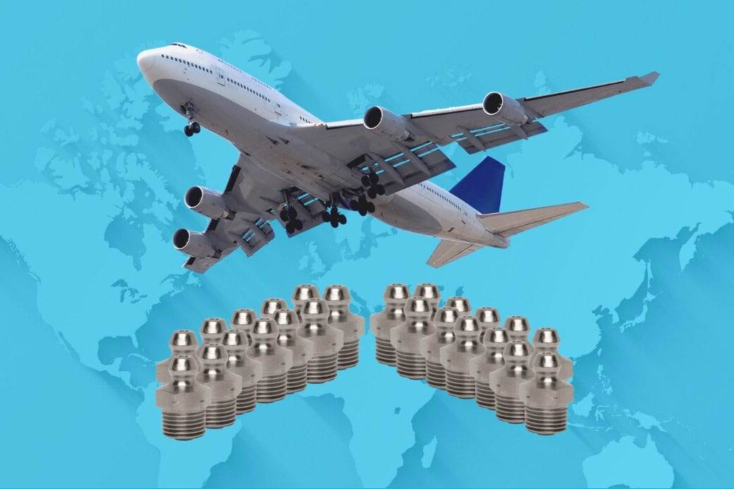 A Plane Flying Over Several Metal Objects